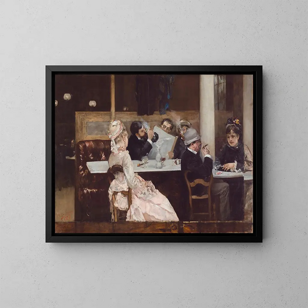 Café scène in Parijs - Henri Gervex — ingelijst kunstwerk aan de muur