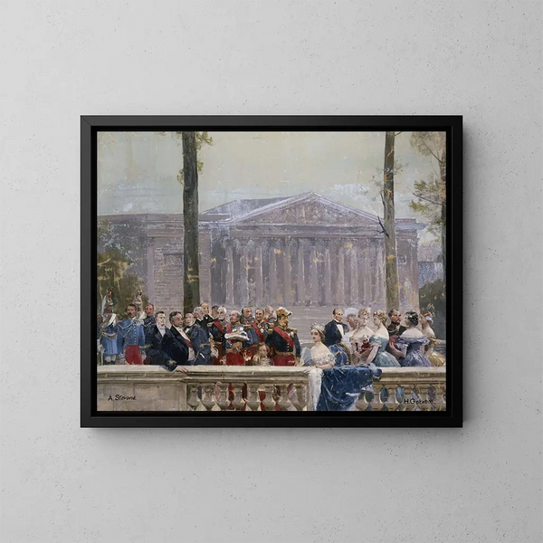 van Het keizerlijke gezin omringd door vele persoonlijkheden van het Tweede Keizerrijk voor het Palais Bourbon - Henri Gervex — ingelijst kunstwerk aan de muur