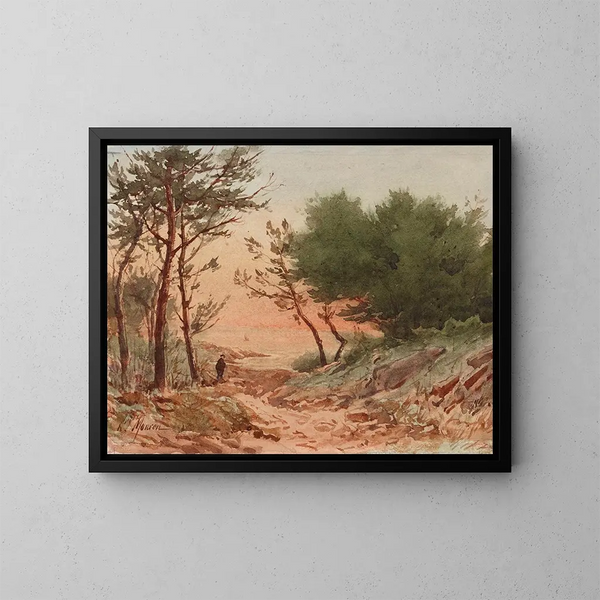 Landschap - Henri Laurent Mouren — ingelijst kunstwerk aan de muur