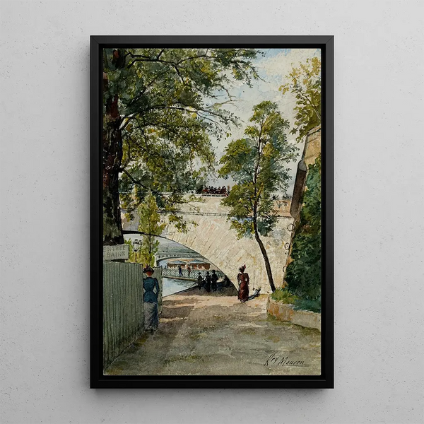 Henri Laurent Mouren - Vue de la berge de la Seine sous une arche du pont Royal.webp