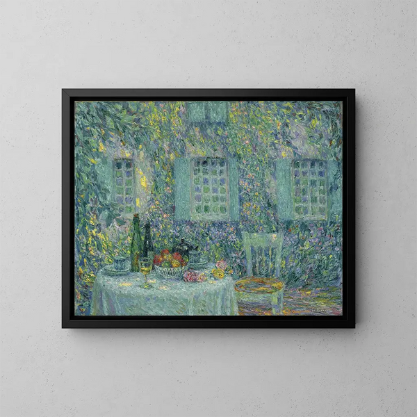 van Het Tafelblad in de zon tussen de bladeren van Gerberoy - Henri Le Sidaner — ingelijst kunstwerk aan de muur