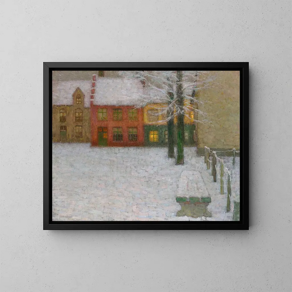De sneeuw in Chartres - Henri Le Sidaner — ingelijst kunstwerk aan de muur