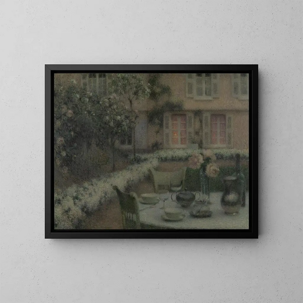 van Het tafel in de witte tuin in Gerberoy - Henri Le Sidaner — ingelijst kunstwerk aan de muur