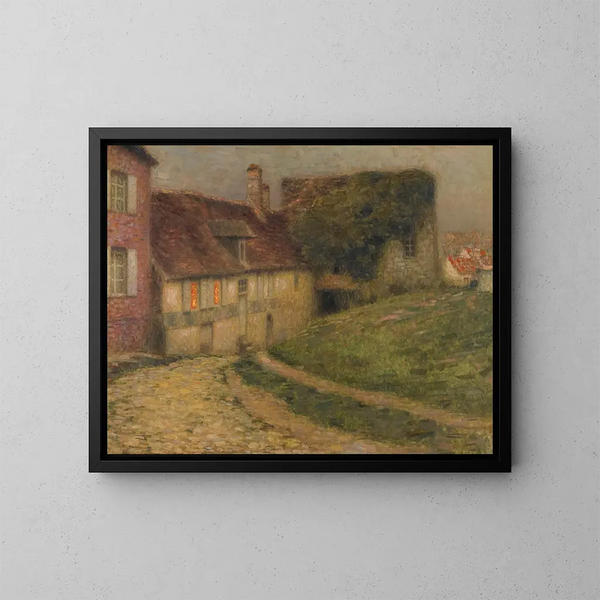 Oude huizen - Henri Le Sidaner — ingelijst kunstwerk aan de muur