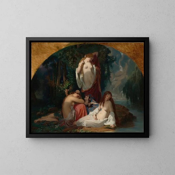 De baders - Henri Lehmann — ingelijst kunstwerk aan de muur