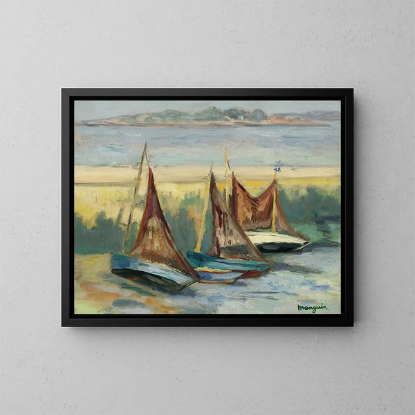 Zeilboten bij laagwater - Henri Manguin — ingelijst kunstwerk aan de muur