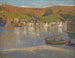 Vijf vissers en hun boot die op het strand in Collioure is aangespoeld - Henri Martin — weergave van het kunstwerk