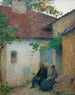 Koppel in gesprek voor de boerderij - Henri Martin — weergave van het kunstwerk