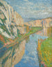 Het Lot aan de voet van de kliffen van Saint-Cirq-Lapopie - Henri Martin — weergave van het kunstwerk