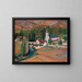 L'église de Labastide-du-Vert avec le pont et la rivière un soir d'automne - Henri Martin — ingelijst kunstwerk aan de muur