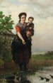 Voeden van de eenden - Henri van Seben — weergave van het kunstwerk