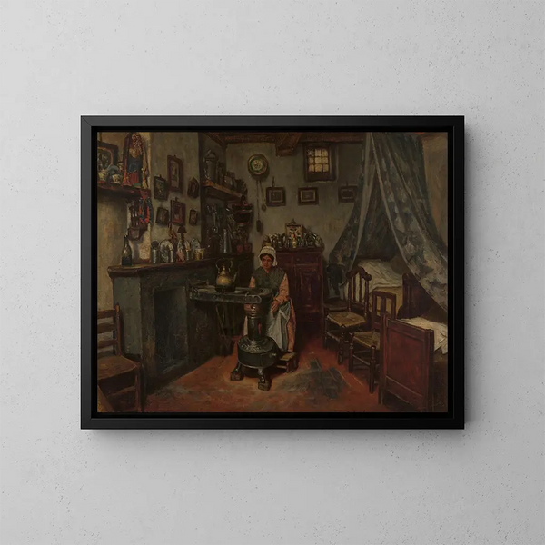 Interieur - Henri de Braekeleer — ingelijst kunstwerk aan de muur