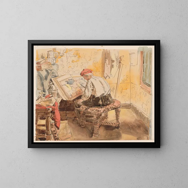 De Geograaf - Henri de Braekeleer — ingelijst kunstwerk aan de muur