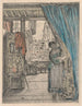 De vrouw met gordijn - Henri de Braekeleer — weergave van het kunstwerk