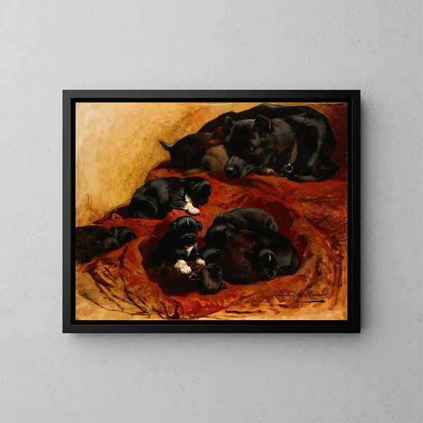 De trotse moeder - Henriette Ronner-Knip — ingelijst kunstwerk aan de muur