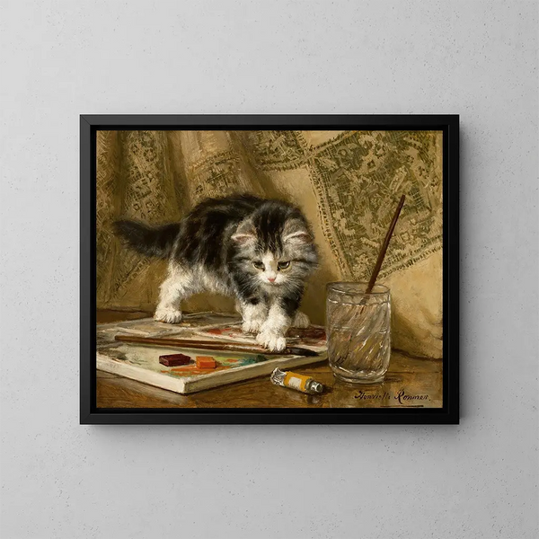 De jonge kunstenaar - Henriette Ronner-Knip — ingelijst kunstwerk aan de muur