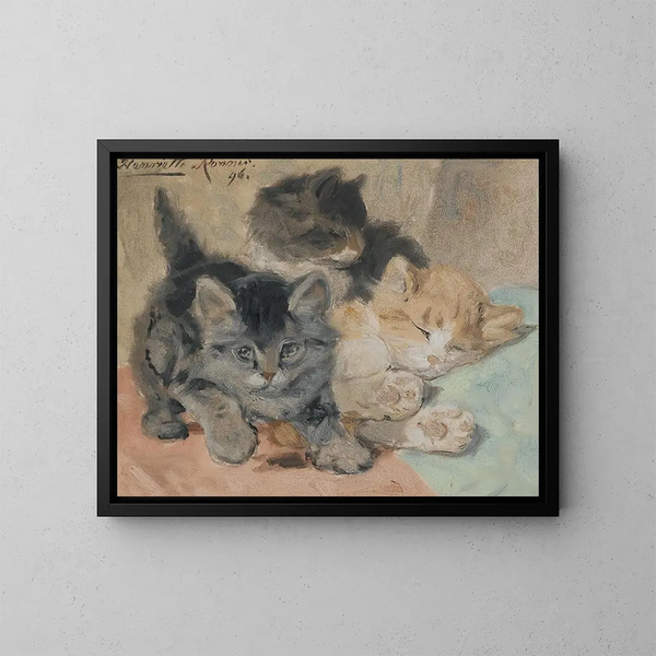 Drie katjes - Henriette Ronner-Knip — ingelijst kunstwerk aan de muur