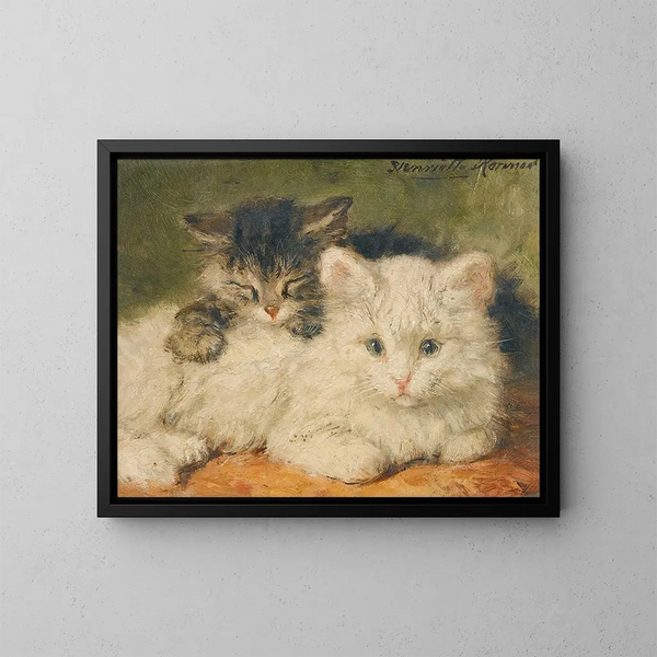 Twee katjes - Henriette Ronner-Knip — ingelijst kunstwerk aan de muur