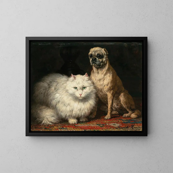 Twee vrienden - Henriette Ronner-Knip — ingelijst kunstwerk aan de muur