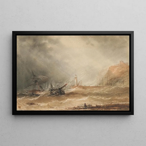 Henry Barlow Carter - A ship off Whitby in a storm.webp