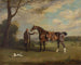 De hoefsmid van graaf Shrewsbury die een jachthond vasthoudt - Henry Bernard Chalon — weergave van het kunstwerk