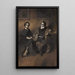 Portrait of actor Frédérick Lemaître with his wife and dog - Henry Bonaventure Monnier — framed artwork on a wall