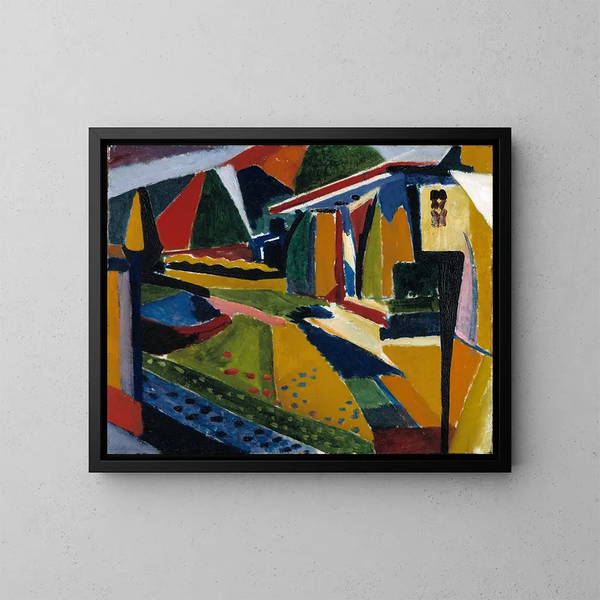 Abstract landschap schilderij - Henry Lyman Saen — ingelijst kunstwerk aan de muur