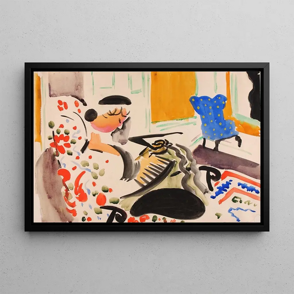 binnenhuis kalligrafisch - Henry Lyman Saen — ingelijst kunstwerk aan de muur