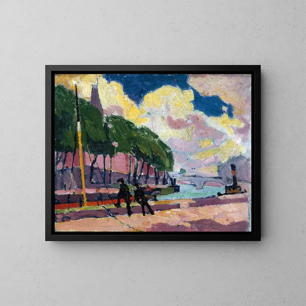 op de oevers van de Seine - Henry Lyman Saen — ingelijst kunstwerk aan de muur