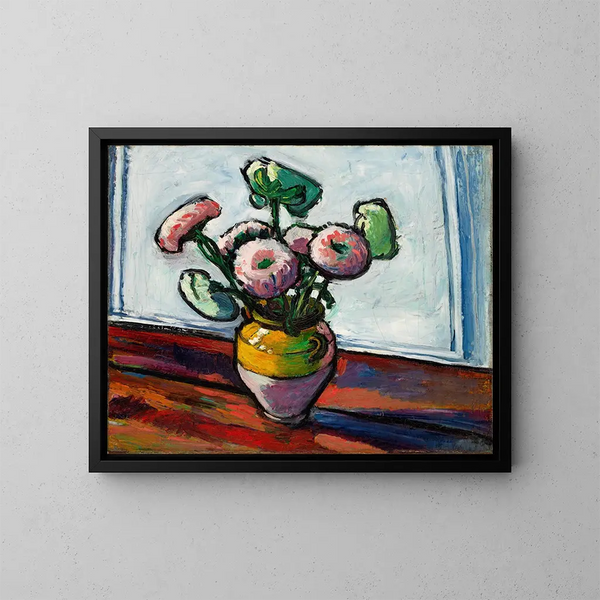 Zinnias - Henry Lyman Saen — ingelijst kunstwerk aan de muur