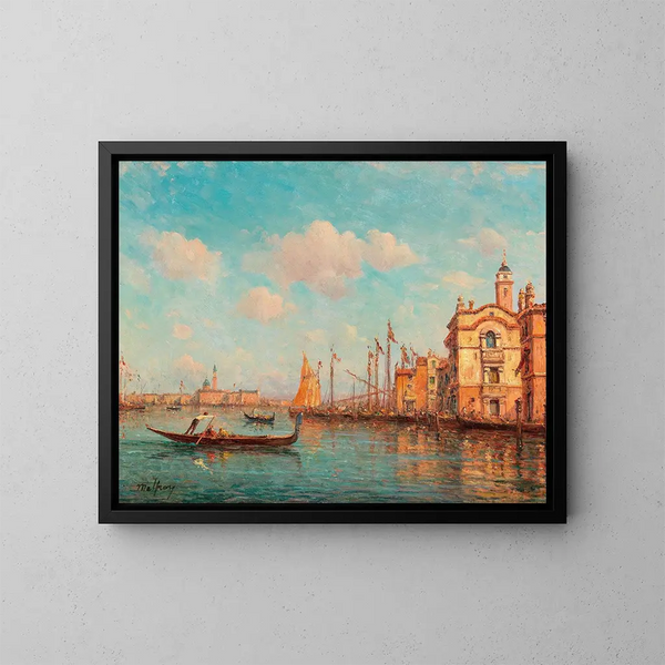 Venetië, uitzicht op San Giorgio Maggiore - Henry Malfroy — ingelijst kunstwerk aan de muur