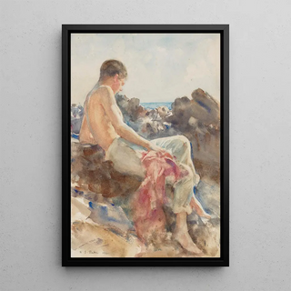 Henry Scott Tuke - A bather on the rocks.webp
