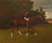 Charles Edward in eigendom van William H. Dubois met de jockey in zadel - Henry Stull — weergave van het kunstwerk