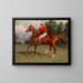 Paardensport schilderij bruin, mogelijk Chaos, winnaar van de Second Futurity Stakes met jockey in zadel - Henry Stull — ingelijst kunstwerk aan de muur