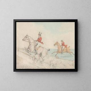 Henry Thomas Alken - Two Riders Taking a Double Fence.webp