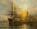 Een Deens stoomschip aangemeerd aan een levendige kade - Henry Thomas Dawson — weergave van het kunstwerk
