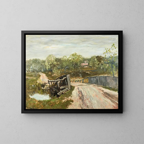 De stenen omheining - Henry Ward Ranger — ingelijst kunstwerk aan de muur