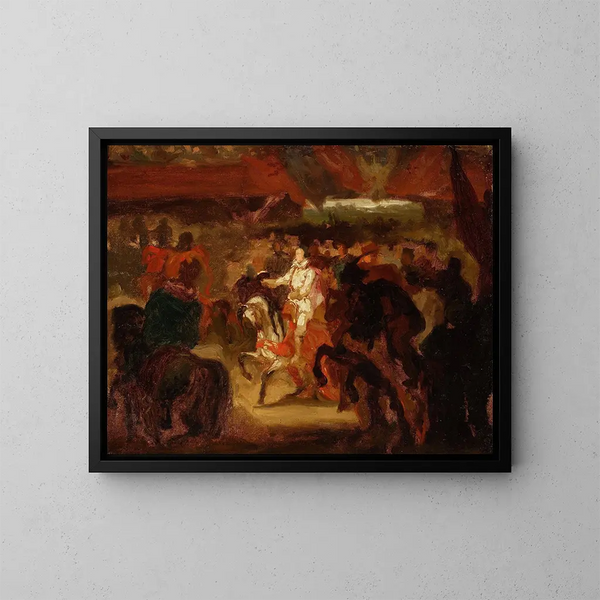 van Henri de Valois' binnenkomst in Krakau (schets) - Henryk Rodakowski — ingelijst kunstwerk aan de muur