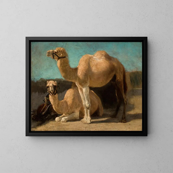 Twee kamelen - Henryk Rodakowski — ingelijst kunstwerk aan de muur