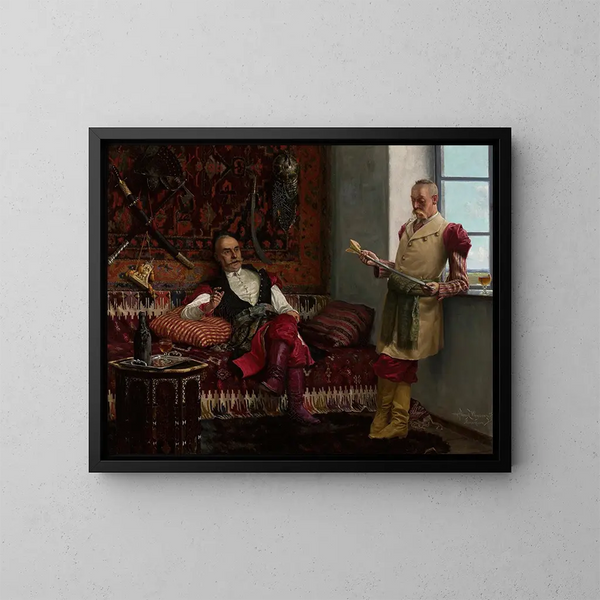 scène van adel geschiedenis van de kinzhal geschiedenis van de yatagan - Henryk Weyssenhoff — ingelijst kunstwerk aan de muur