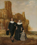 Portret van een koppel met hun kind in een landschap - Herman Meynderts Doncker — weergave van het kunstwerk