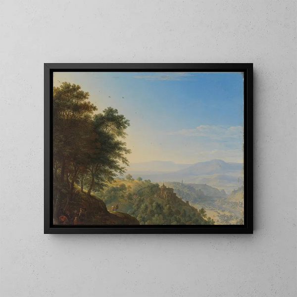 Landschap met berg bij Boppard aan de Rijn - Herman Saftleven — ingelijst kunstwerk aan de muur