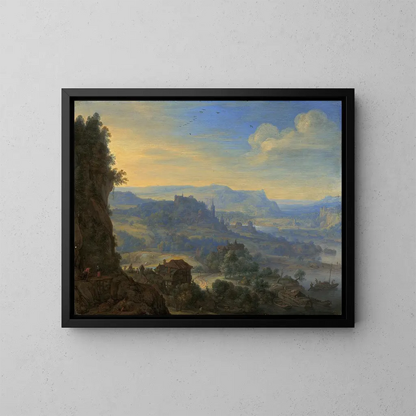 Imaginaire rivierlandschap - Herman Saftleven — ingelijst kunstwerk aan de muur