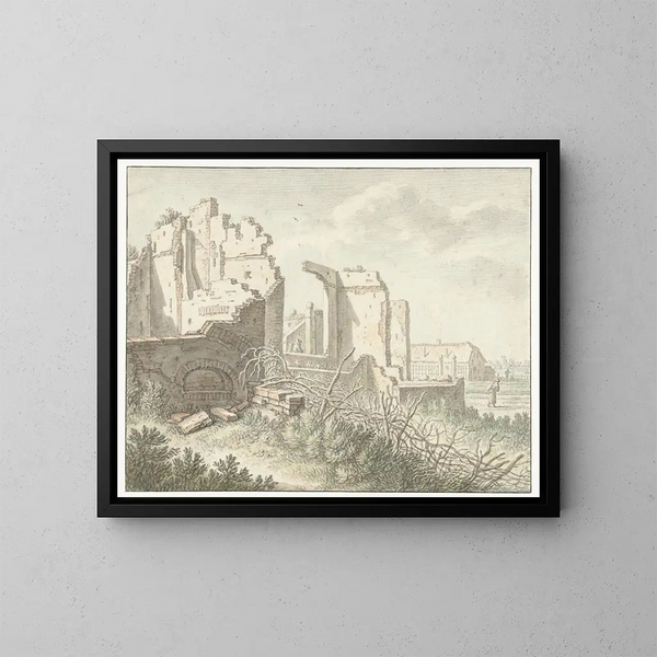 Rune buiten de poort Wittevrouwen in Utrecht - Herman Saftleven — ingelijst kunstwerk aan de muur