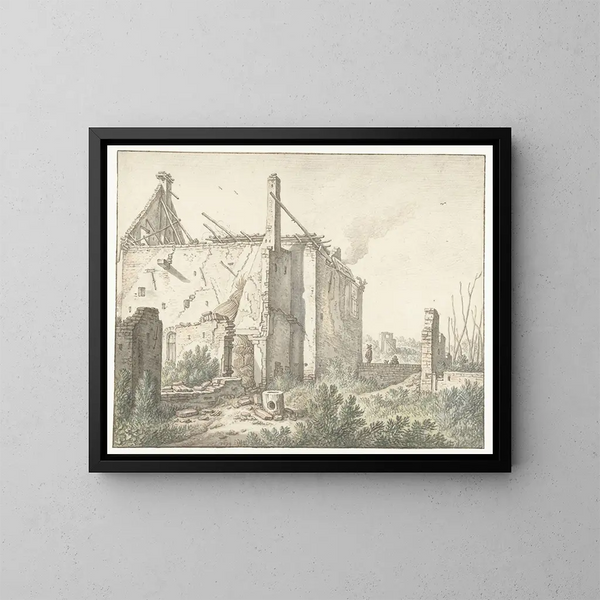 Rune van een huis in Utrecht - Herman Saftleven — ingelijst kunstwerk aan de muur