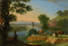 Landschap met rivier, geiten en runderen, een boerderij daarachter - Herman van Swanevelt — weergave van het kunstwerk
