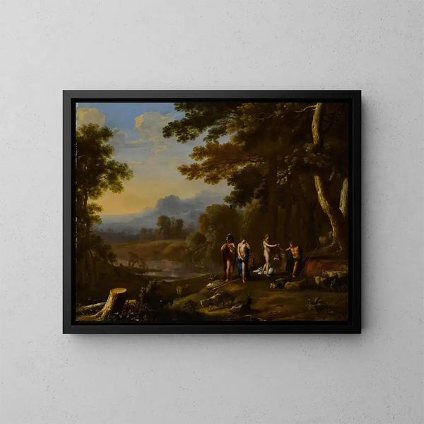 De Rechtspraak van Paris - Herman van Swanevelt — ingelijst kunstwerk aan de muur