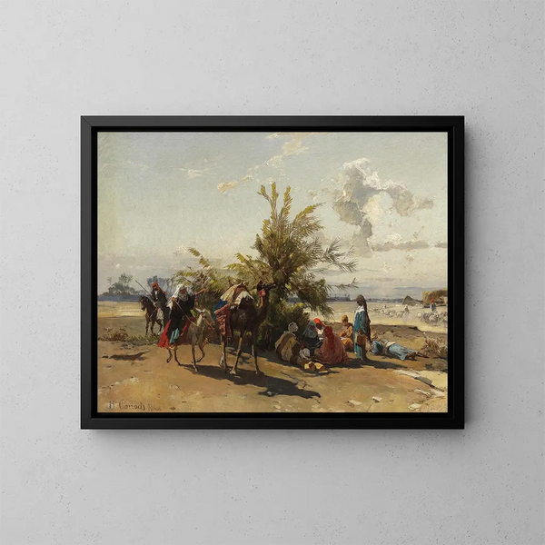 van een kampement in een oase - Hermann David Salomon Corrodi — ingelijst kunstwerk aan de muur