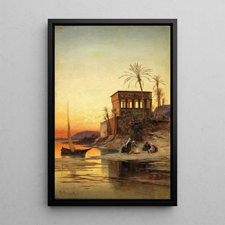 Hermann David Salomon Corrodi - Resting by the Nile in the Background Trajans Kiosk.webp