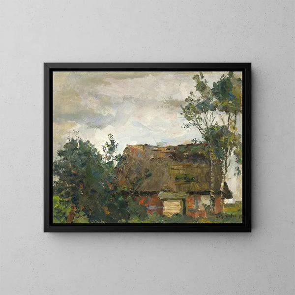 Oud huis schilderij - Hermann Groeber — ingelijst kunstwerk aan de muur